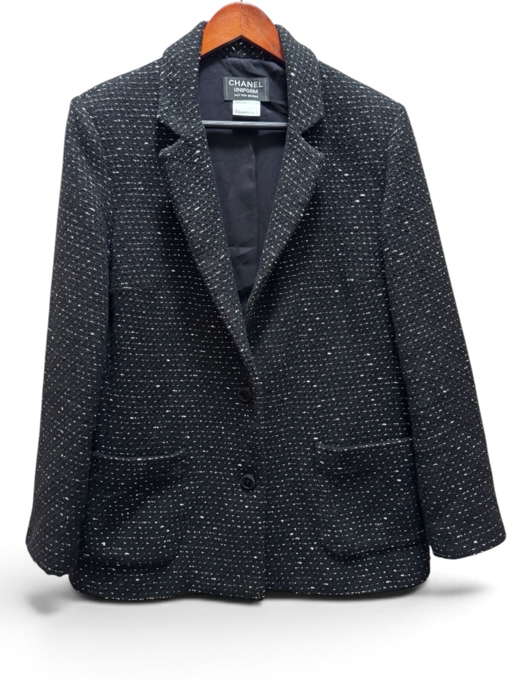 CHANEL Uniform Tweed CC Button Jacket Size 42